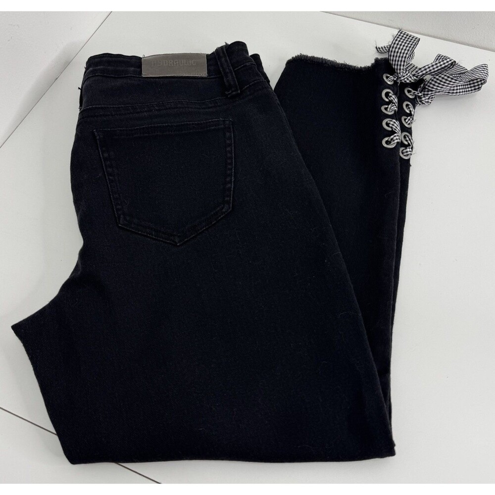 Hydraulic Nolita Curvy Ankle Skinny Stretch Jeans Checkered Bows Sz 10 34x26